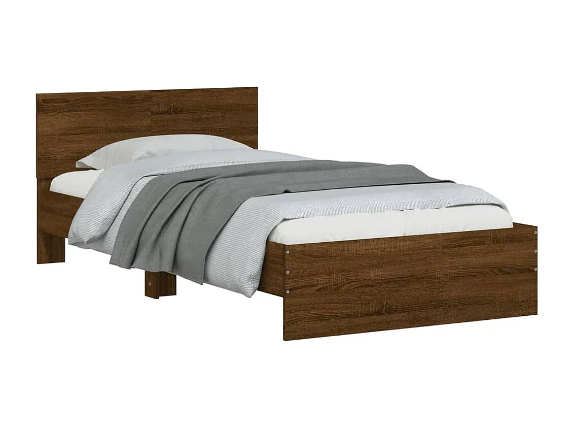 Lit-100x200 cm + tête de lit chêne marron HOQW69305