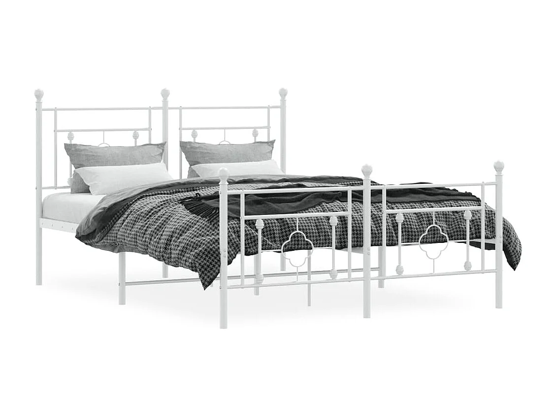 Cama com cabeceira e pés 135x190 cm metal branco PT468075