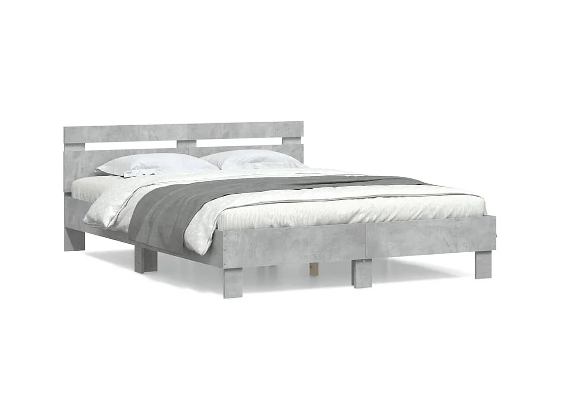 Bedframe met hoofdeinde bewerkt hout betongrijs 140x200 cm NL54050