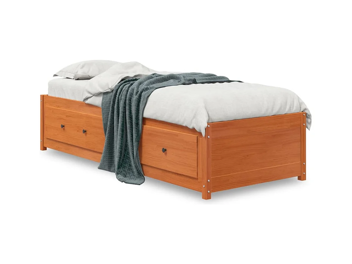 Lit-90x190 cm de jour cire marron bois de pin massif HOQW83037