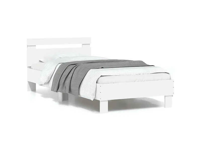 Lit-90x190 cm + tête de lit et lumières LED blanc HOQW79531