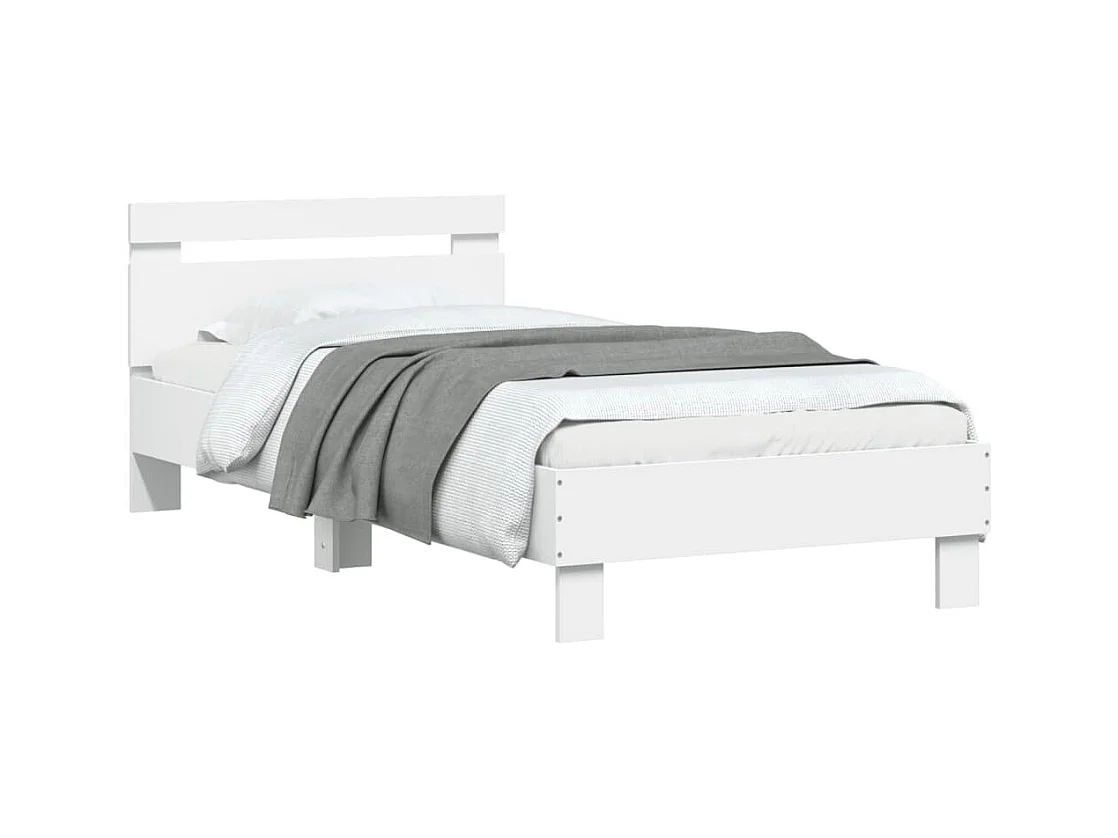 Bedframe met hoofdbord en LED-verlichting wit 90x190 cm NL39917