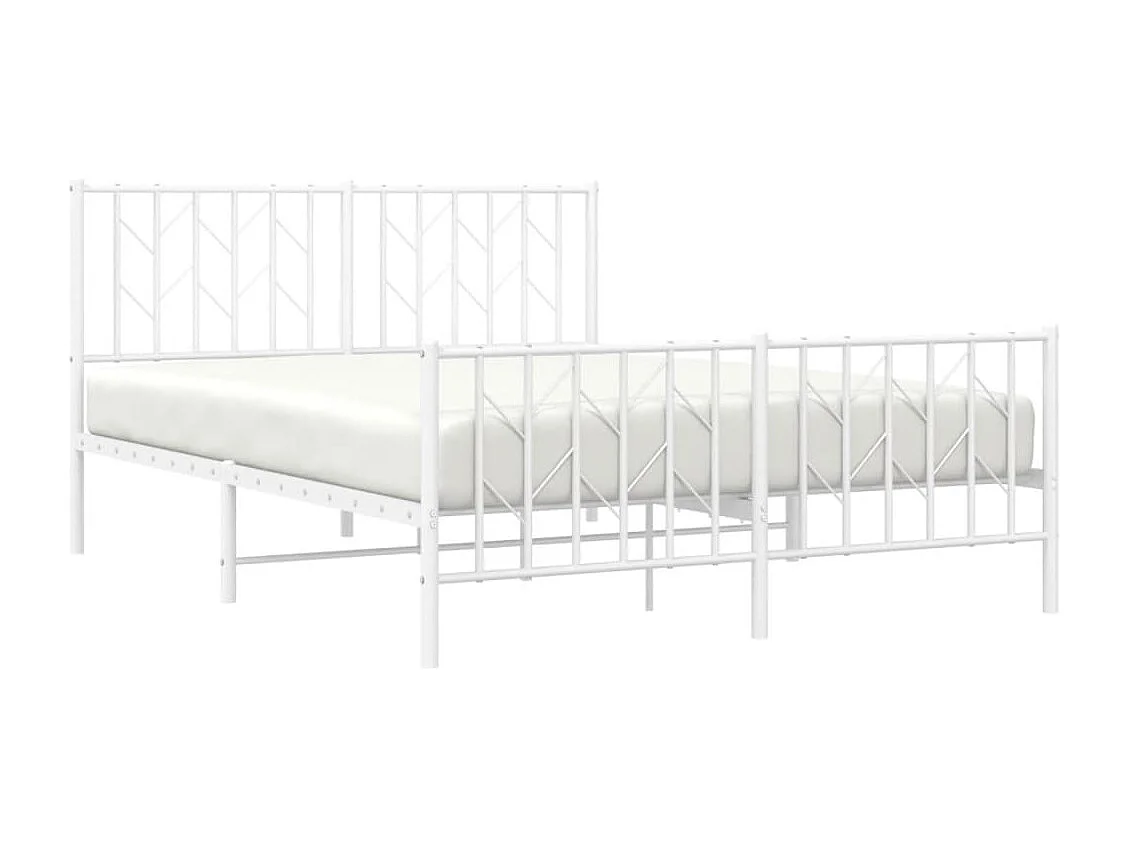 Cama com cabeceira e pés 140x200 cm metal branco PT720448