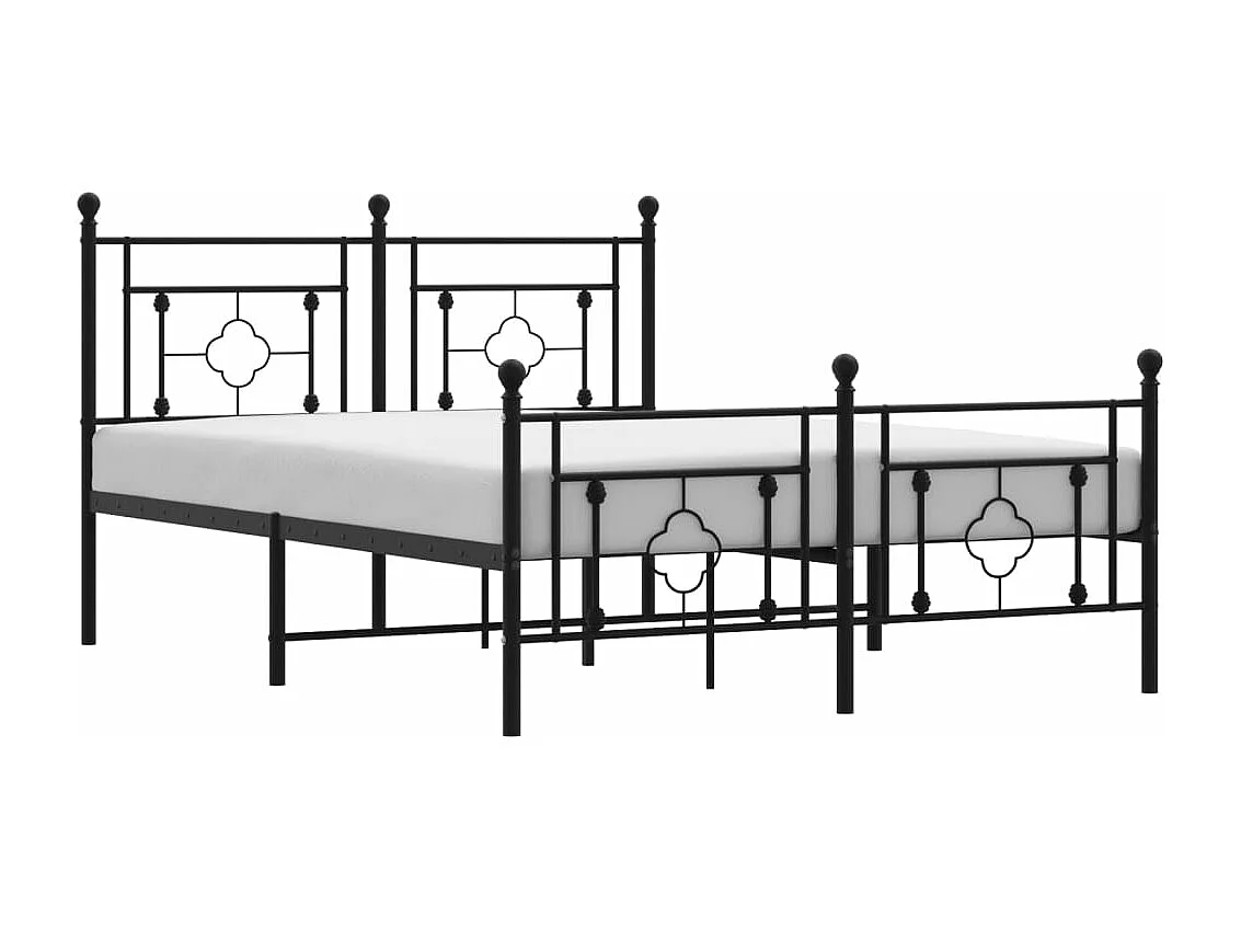 Lit-140x190 cm métal + tête de lit/pied de lit noir HOQW96509