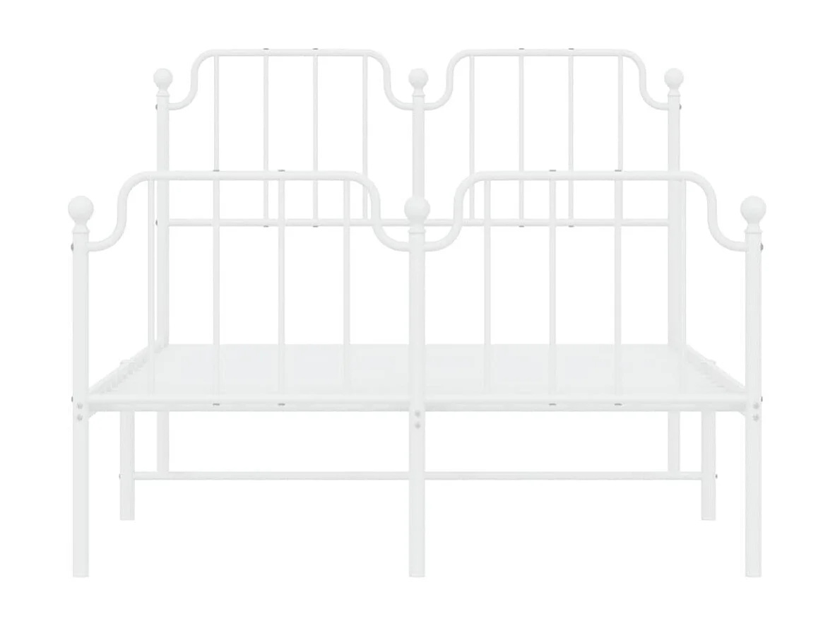 Lit-120x190 cm métal + tête de lit/pied de lit blanc HOQW63379