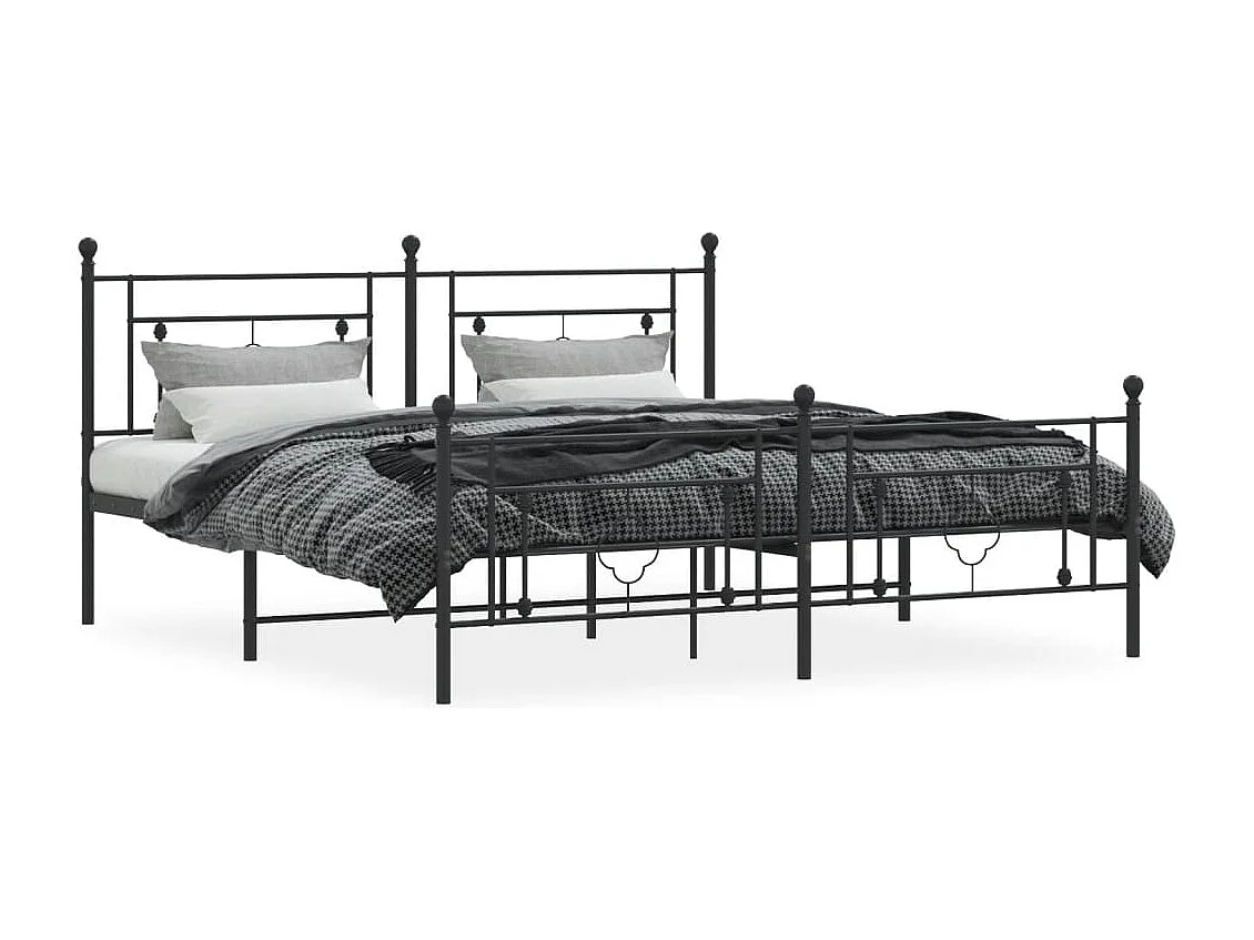 Cama com cabeceira e pés 183x213 cm metal preto PT398377