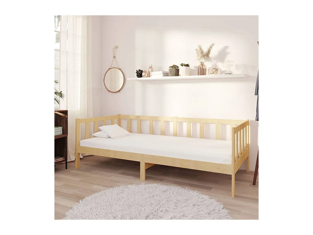 Lit-90x200 cm de repos + matelas Bois de pin massif HOQW25449