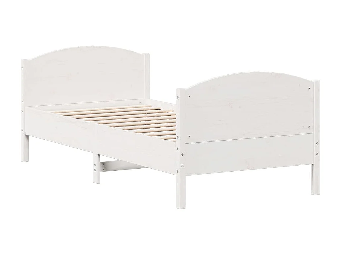 Bedframe met hoofdbord massief grenenhout wit 75x190 cm NL12568