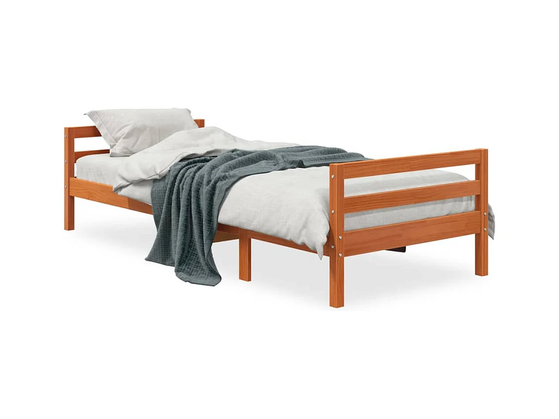 Lit-80x200 cm cire marron bois de pin massif HOQW29048