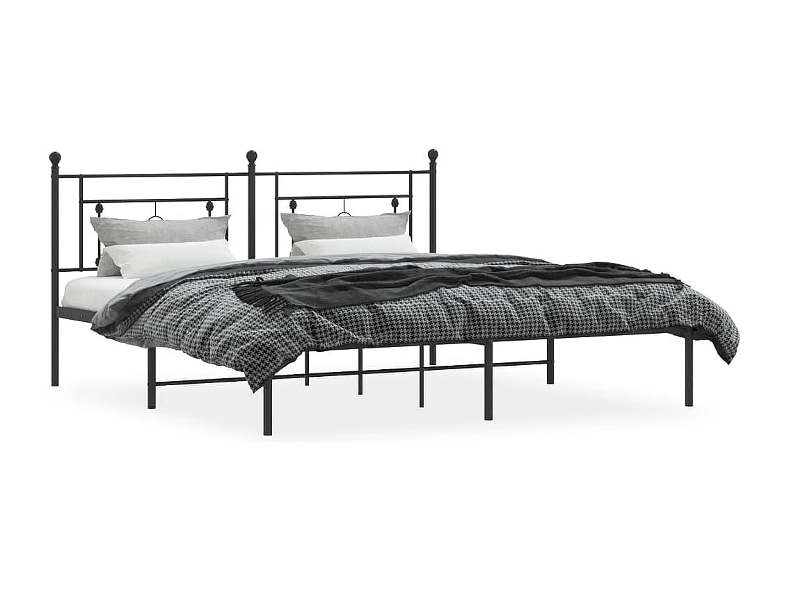 Bedframe met hoofdbord metaal zwart 183x213 cm NL41461