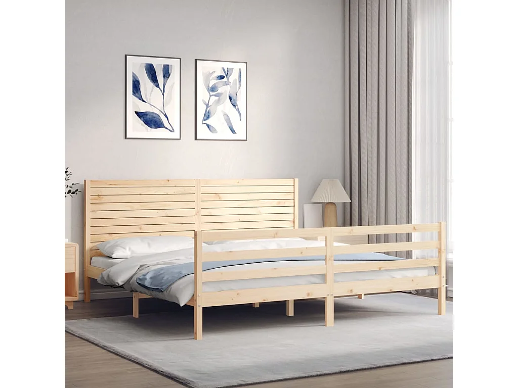 Lit-200x200 cm + tête de lit bois massif HOQW85615