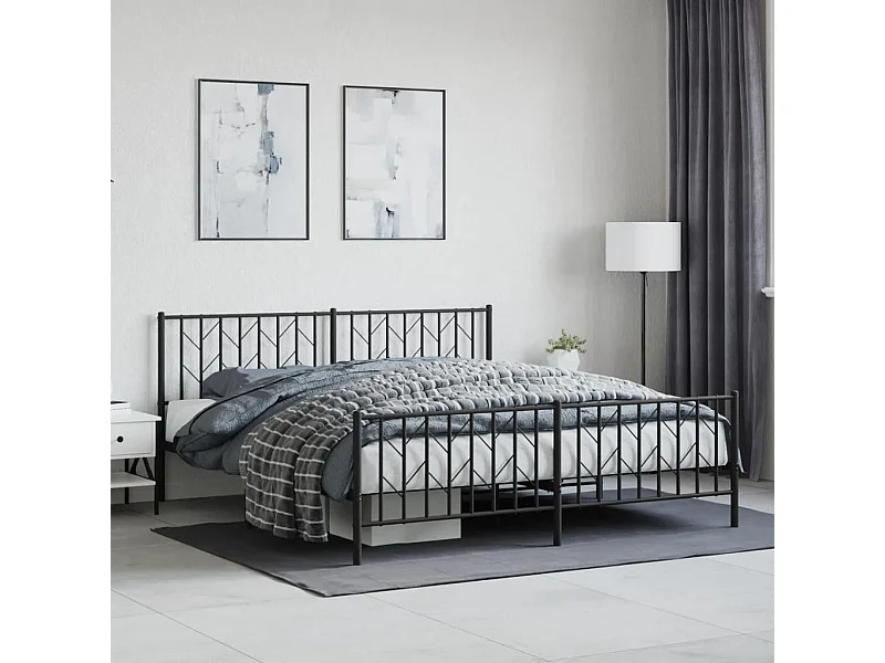 Cama com cabeceira e pés 180x200 cm metal preto PT479015