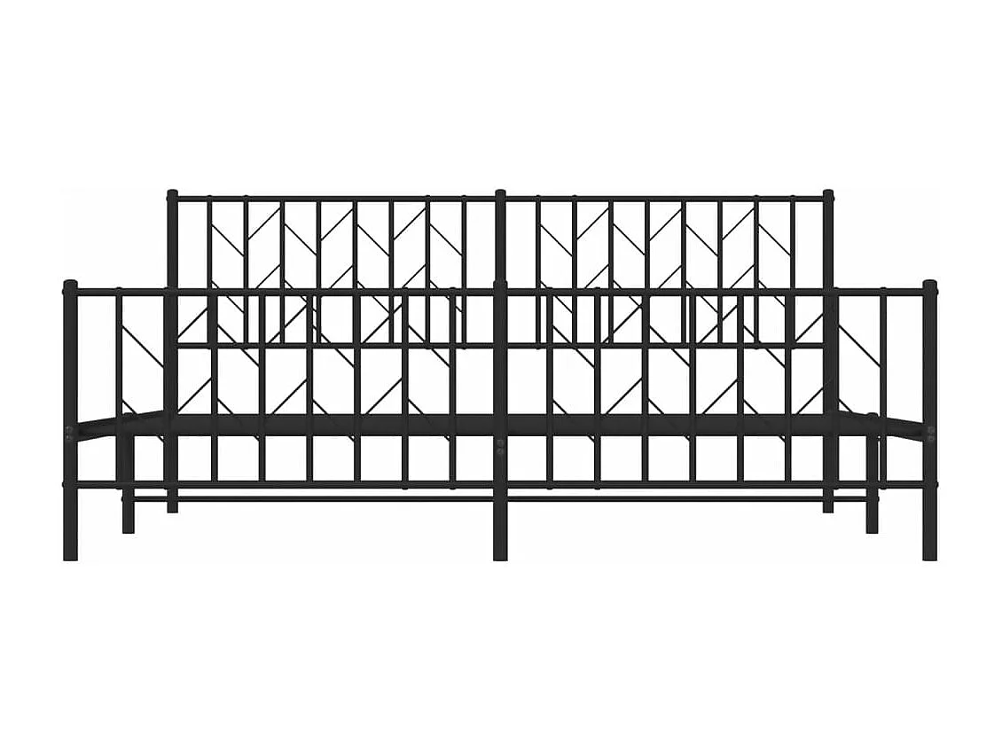 Lit-180x200 cm métal + tête de lit/pied de lit noir HOQW56675