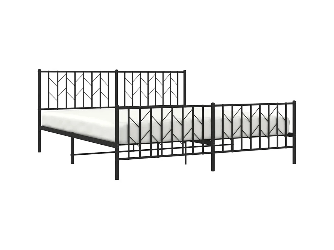 Cama com cabeceira e pés 180x200 cm metal preto PT479015