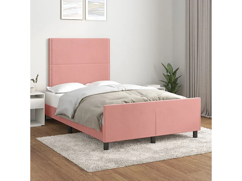 Cama de adulto c/ cabeceira 120x200 cm veludo rosa PT146080
