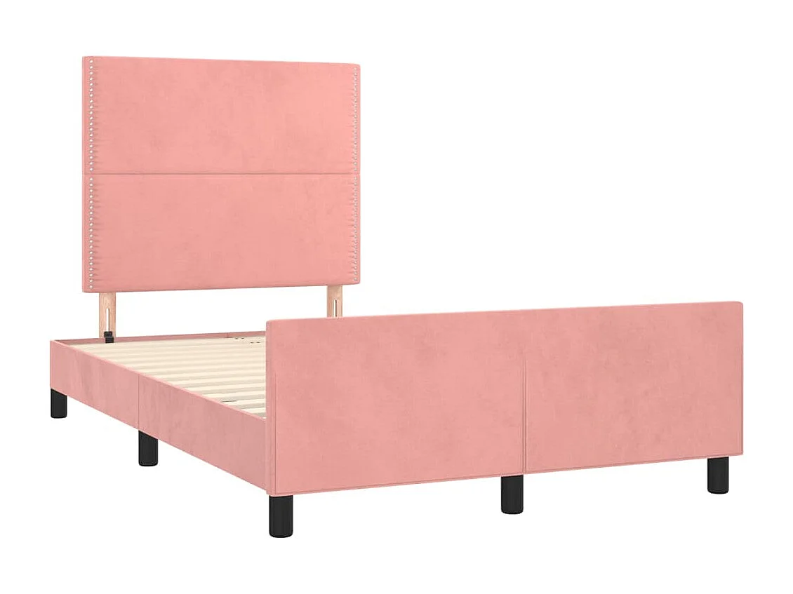 Cama -120x200 cm con cabecero de terciopelo rosa YOE78088