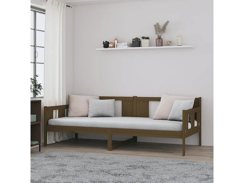 Tagesbett,Sofabett Honigbraun Massivholz Kiefer 90x190 cm -gkd84713