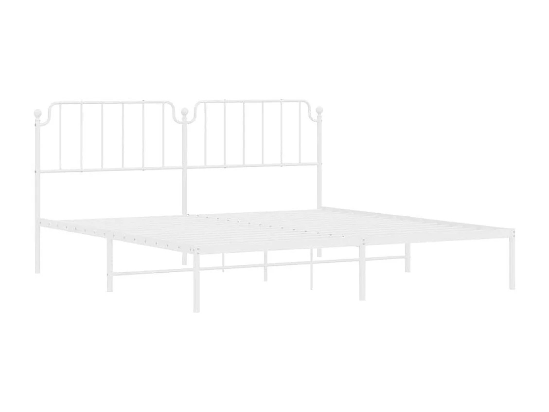 Cama com cabeceira 193x203 cm metal branco PT736203