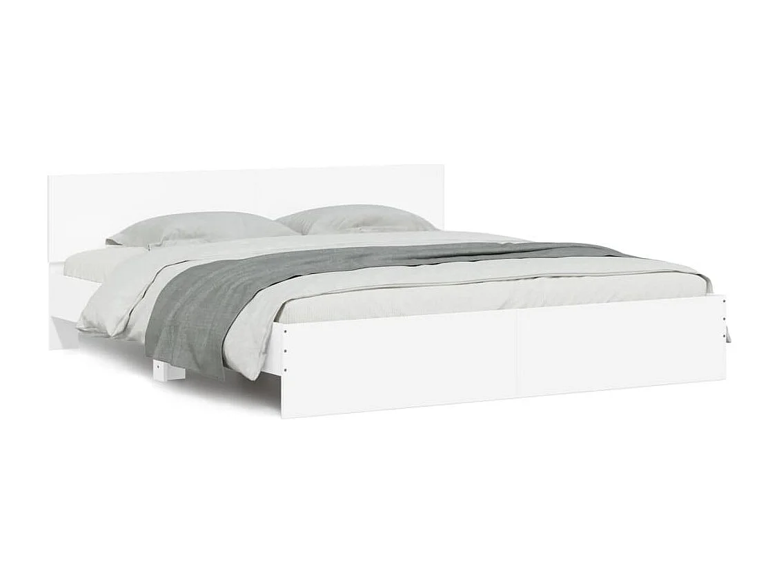 Cama c/ cabeceira e luzes LED 180x200 cm branco PT642157
