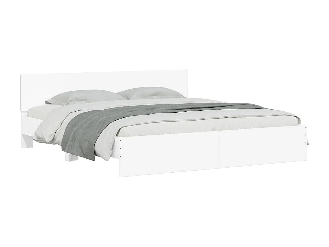 Cama c/ cabeceira e luzes LED 180x200 cm branco PT642157