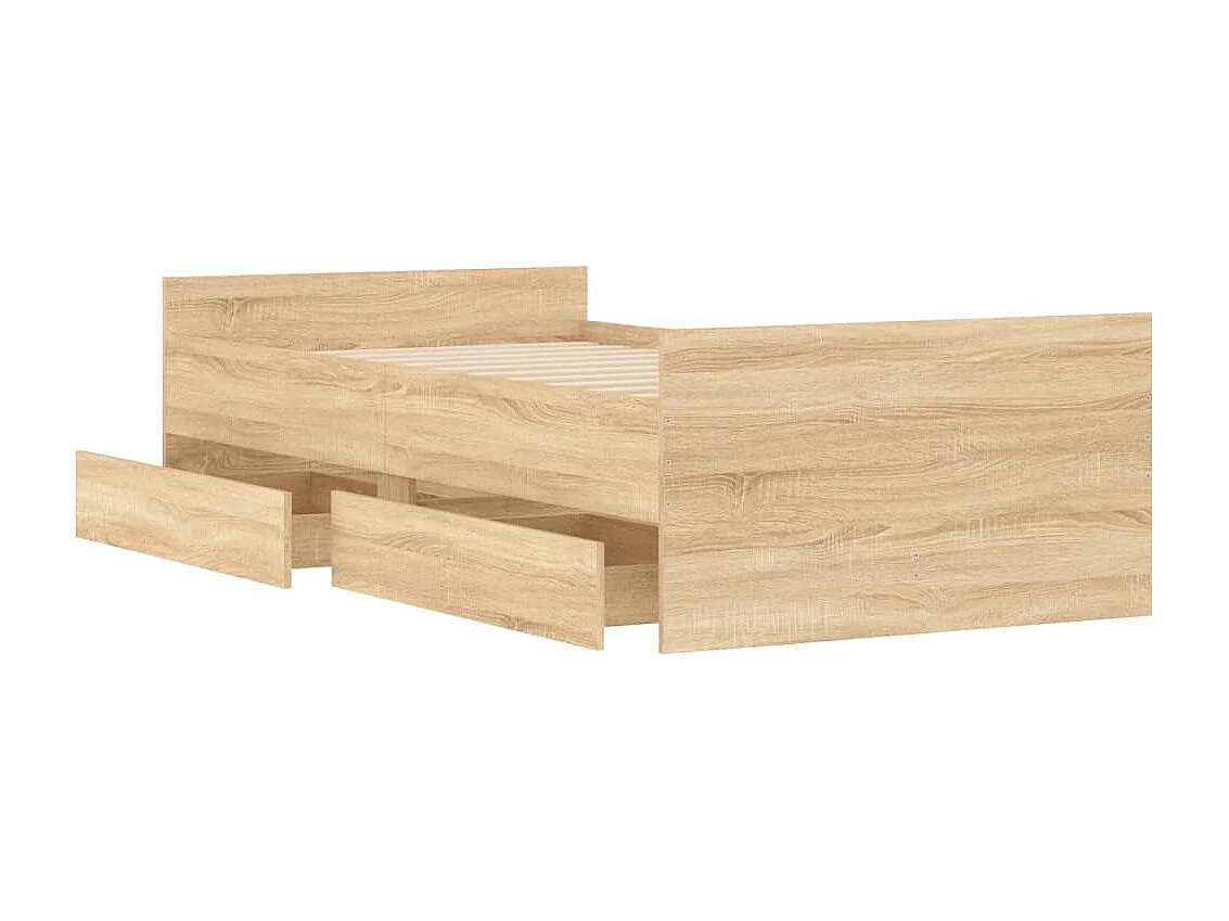 Lit-75x190 cm + tiroirs chêne sonoma HOQW78594