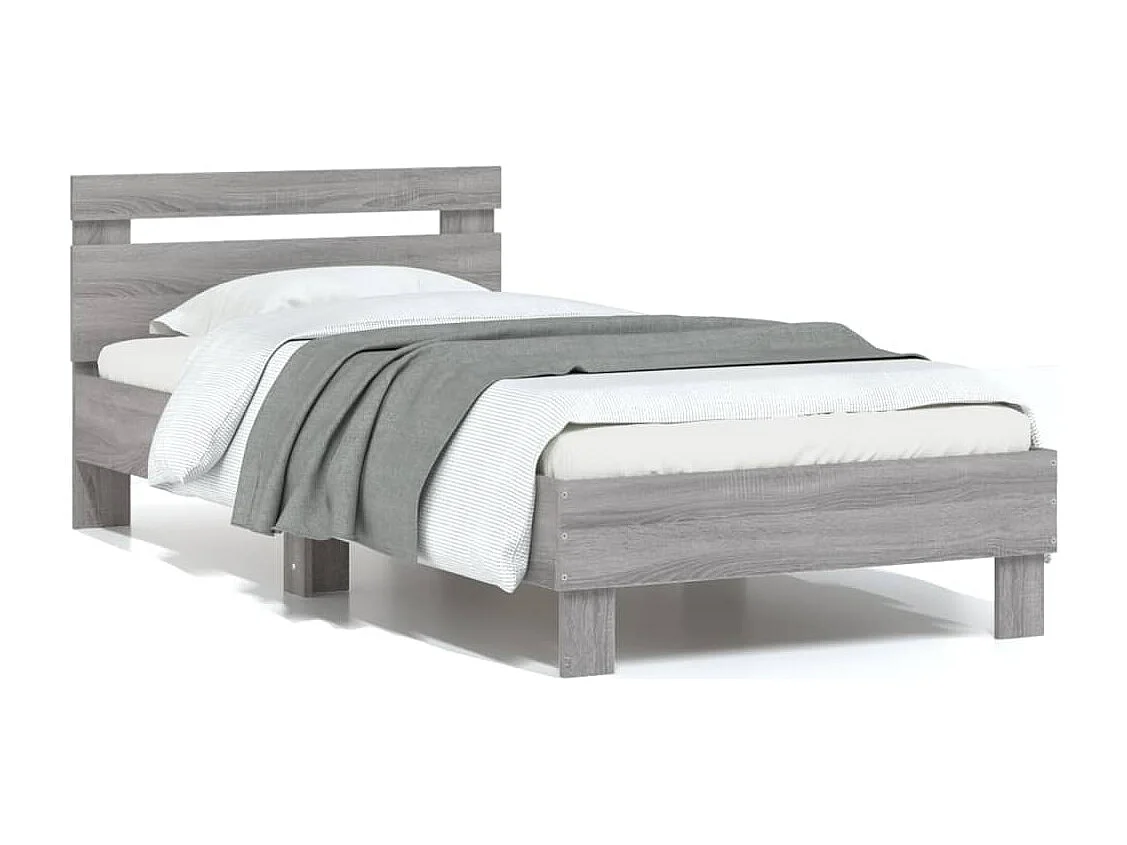 Cama -90x200 cm con cabecero madera de ingeniería gris Sonoma YOE24308