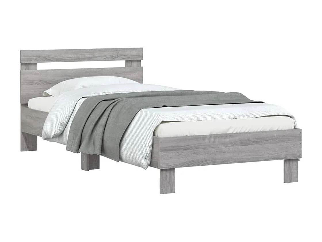 Bedframe met hoofdeinde bewerkt hout grijs sonoma 90x200 cm NL68900