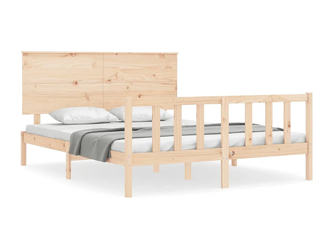 Cama -160x200 cm con cabecero madera maciza YOE98241