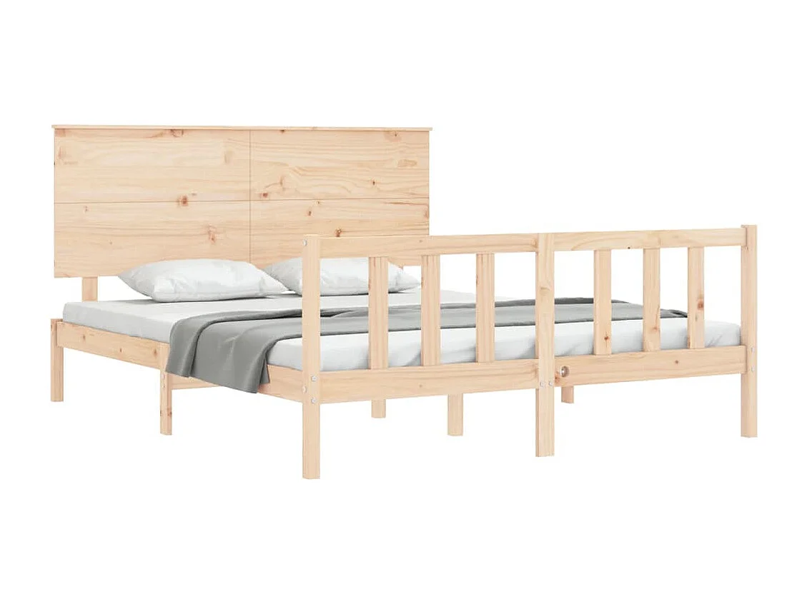 Cama -160x200 cm con cabecero madera maciza YOE98241