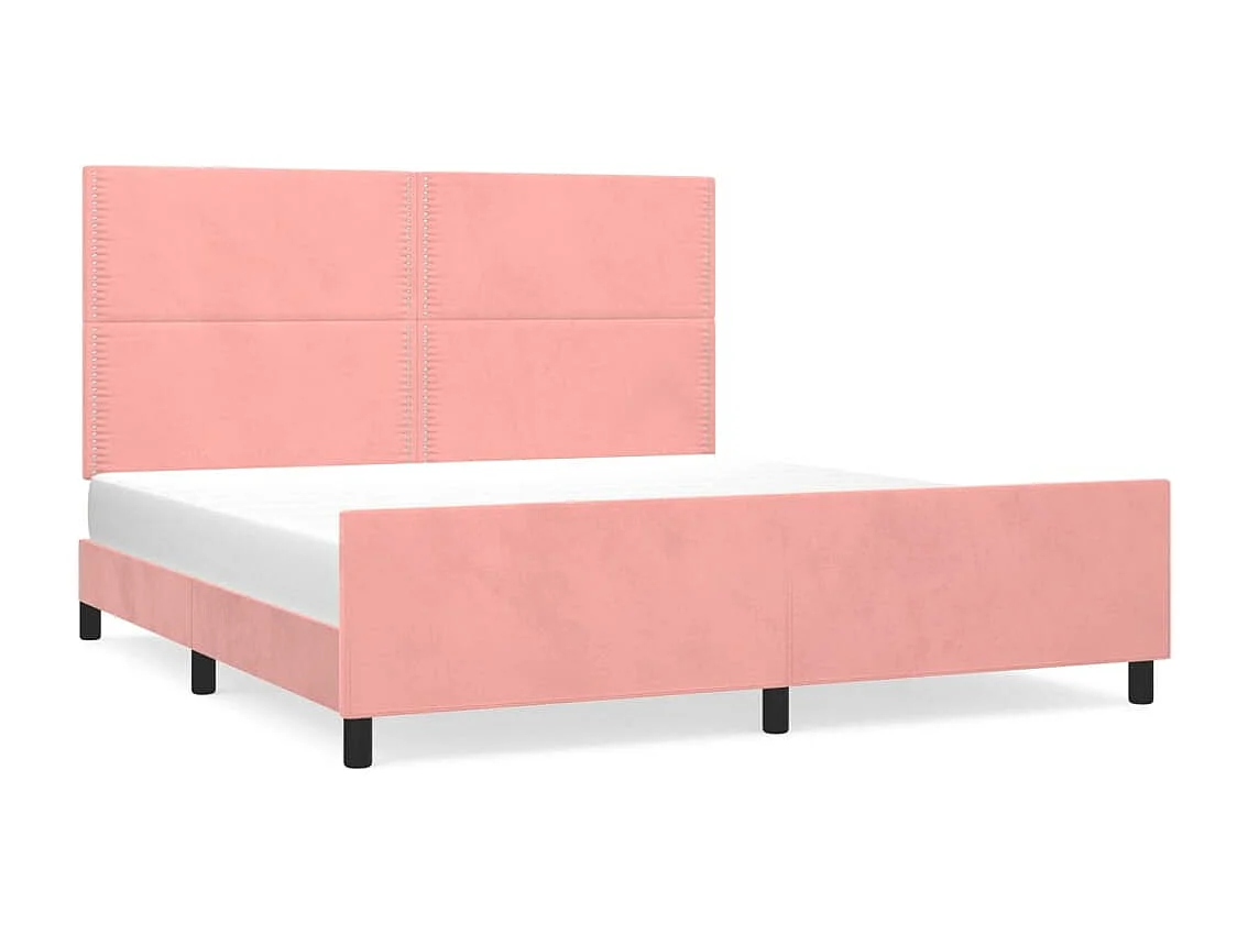 Cama -160x200 cm con cabecero de terciopelo rosa YOE90116