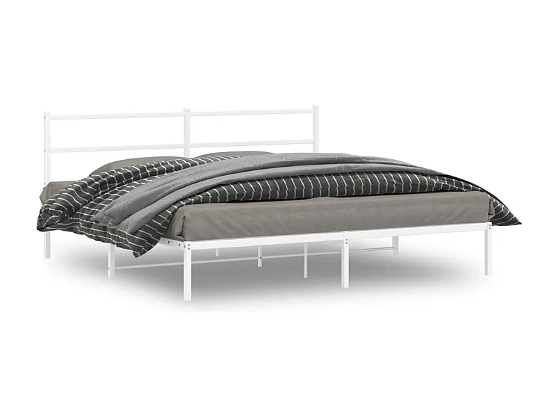 Lit-183x213 cm métal + tête de lit blanc HOQW97431