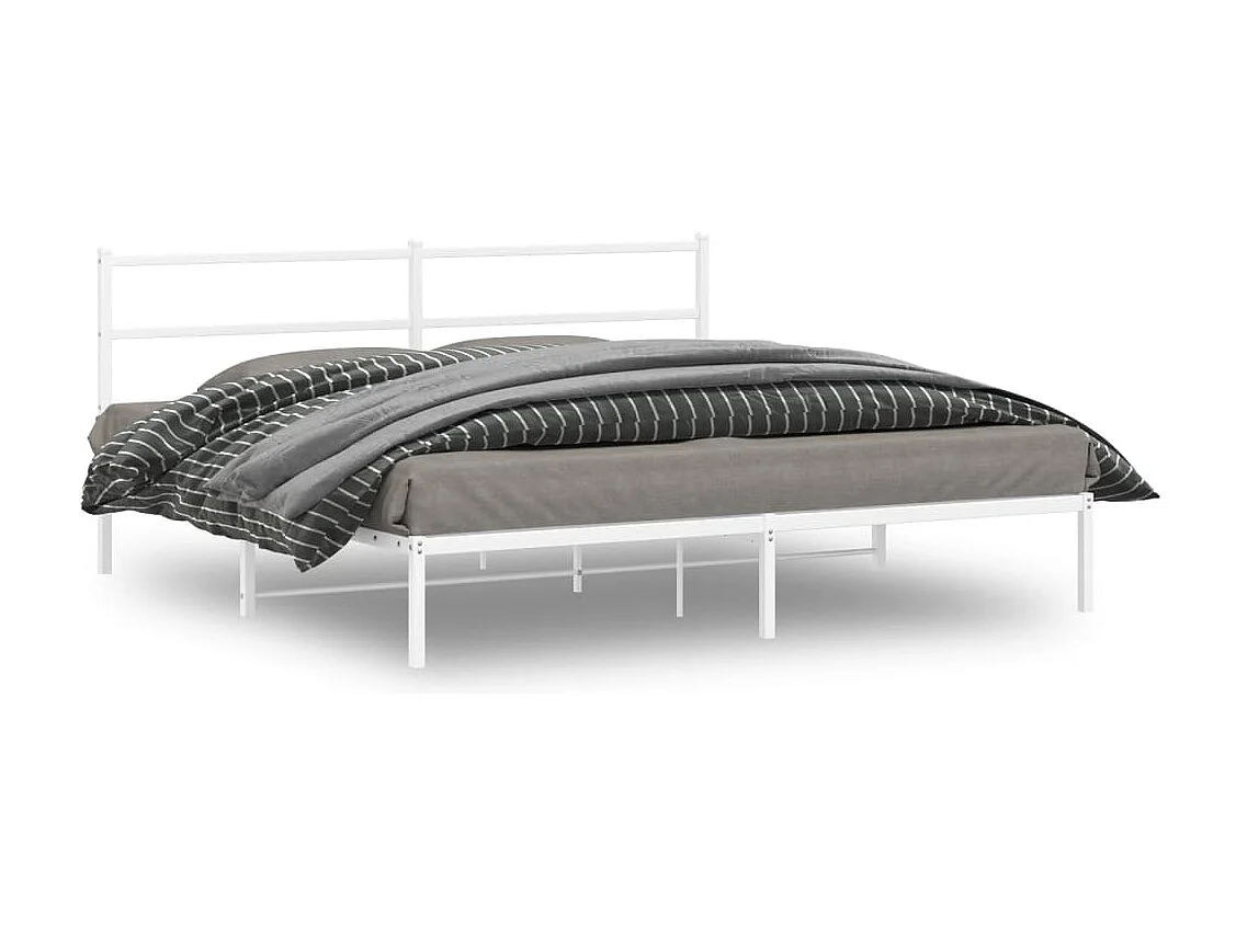 Lit-183x213 cm métal + tête de lit blanc HOQW97431