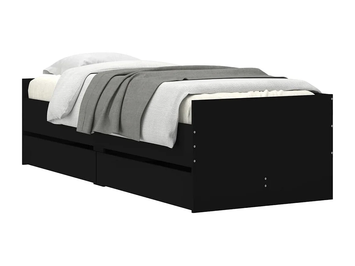 Cama de solteiro pequena c/ gavetas 75x190 cm preto PT480392