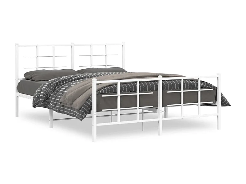 Cama com cabeceira e pés 150x200 cm metal branco PT497892