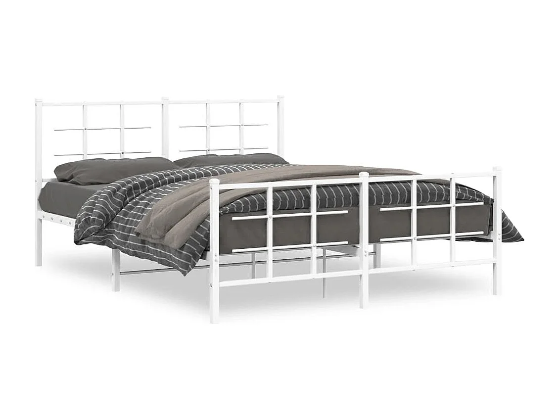 Cama com cabeceira e pés 150x200 cm metal branco PT497892