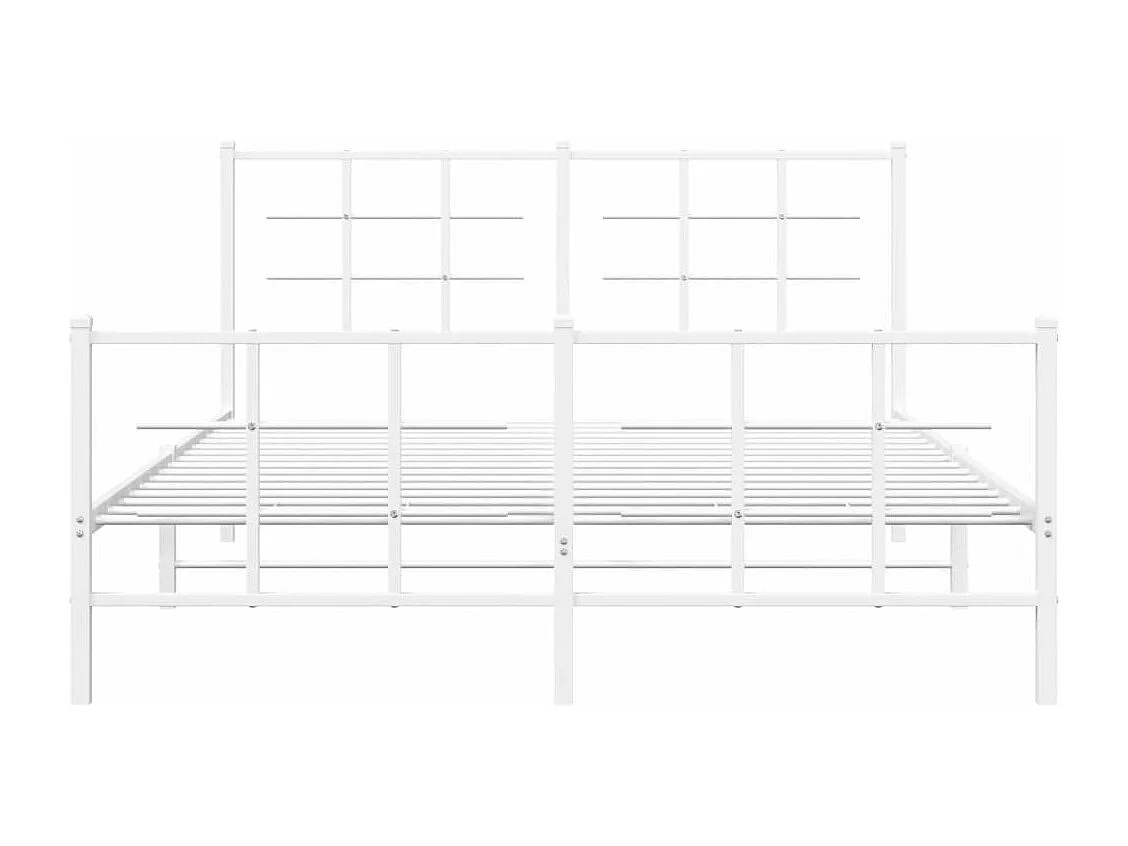 Cama com cabeceira e pés 150x200 cm metal branco PT497892