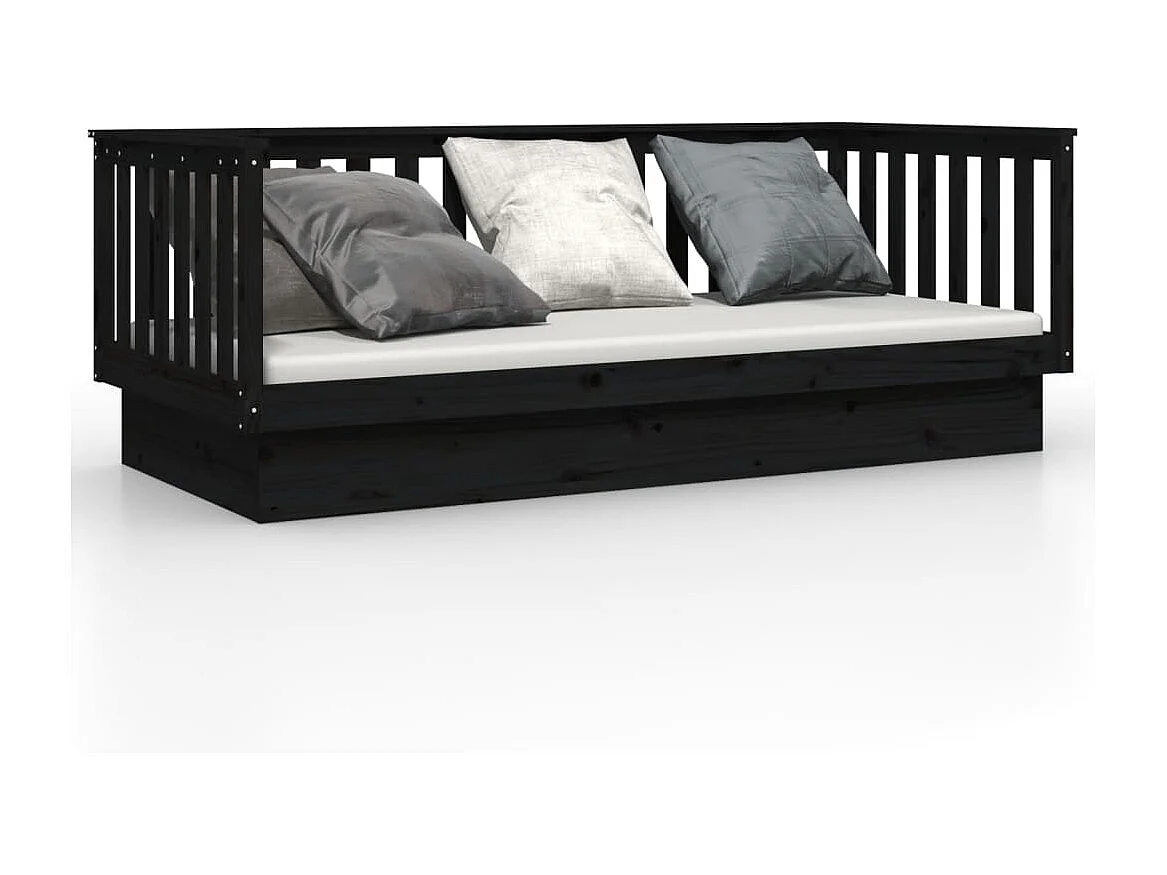 Tagesbett,Sofabett Schwarz 100x200 cm Massivholz Kiefer -gkd83447