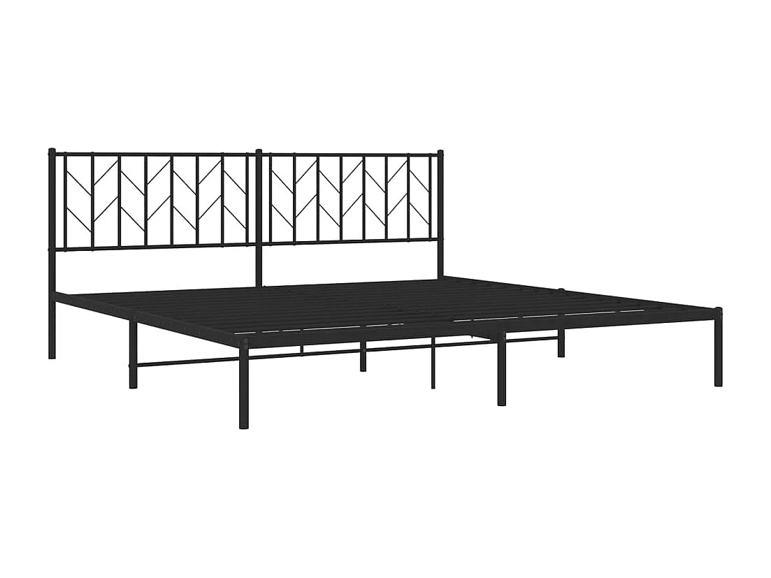 Lit-193x203 cm métal + tête de lit noir HOQW77939