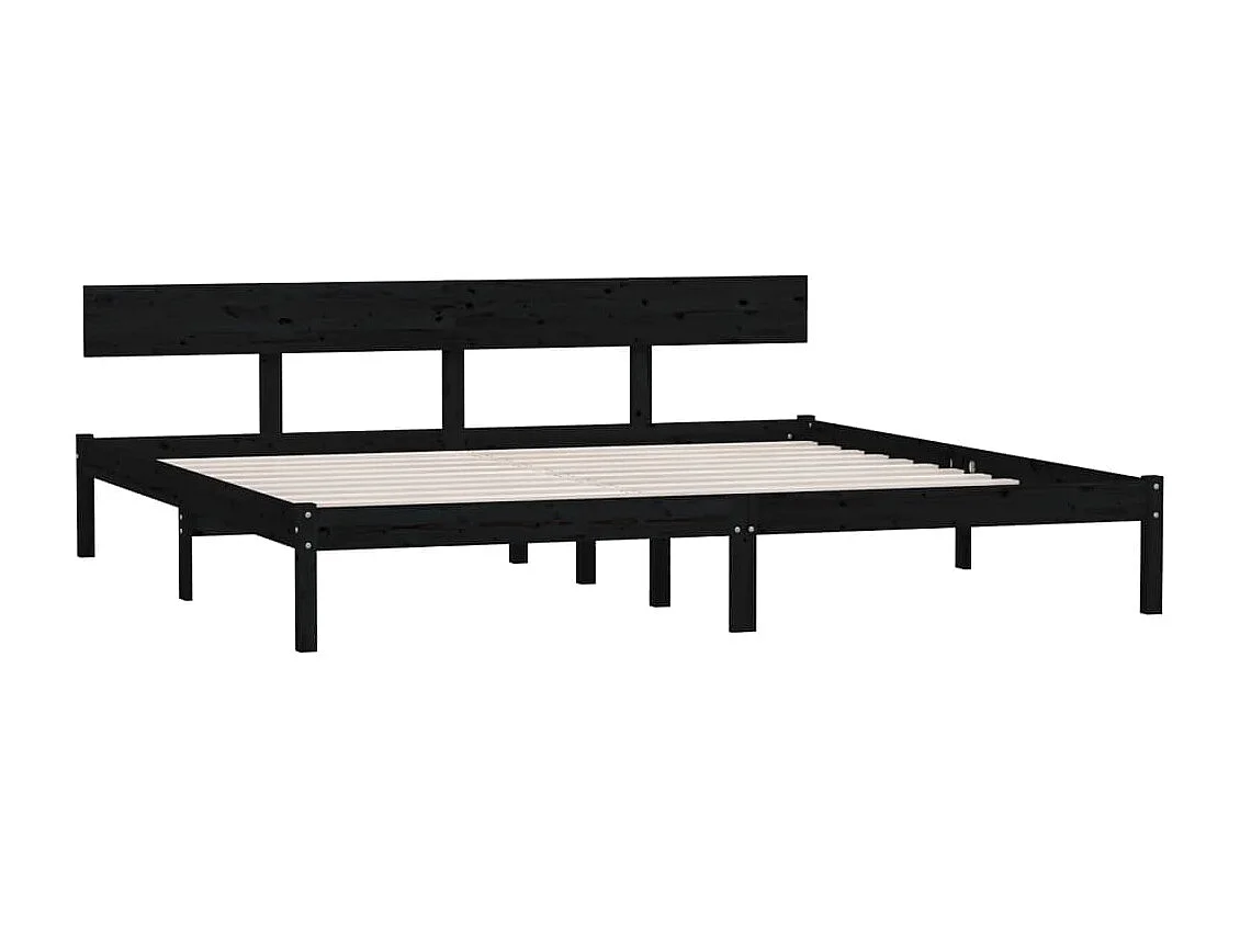 Cama super king 180x200 cm pinho maciço preto PT869334