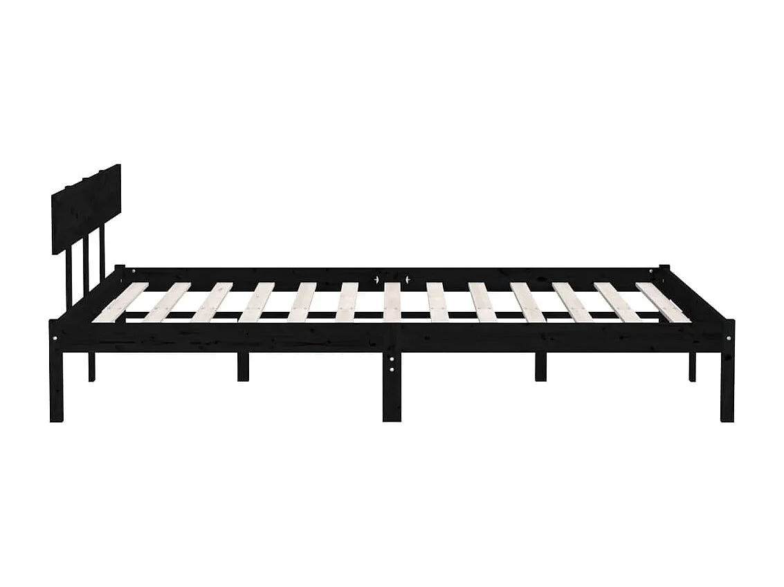 Cama -180x200 cm madera maciza Super King negra YOE16722