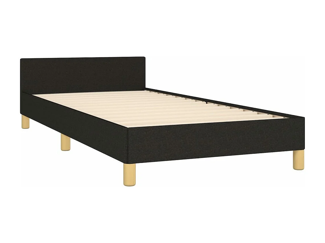 Bedframe met hoofdbord stof zwart 90x190 cm NL92055