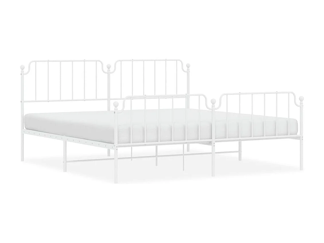 Cama - 190x200 cm metal con cabecero y pie cama blanco YOE18801