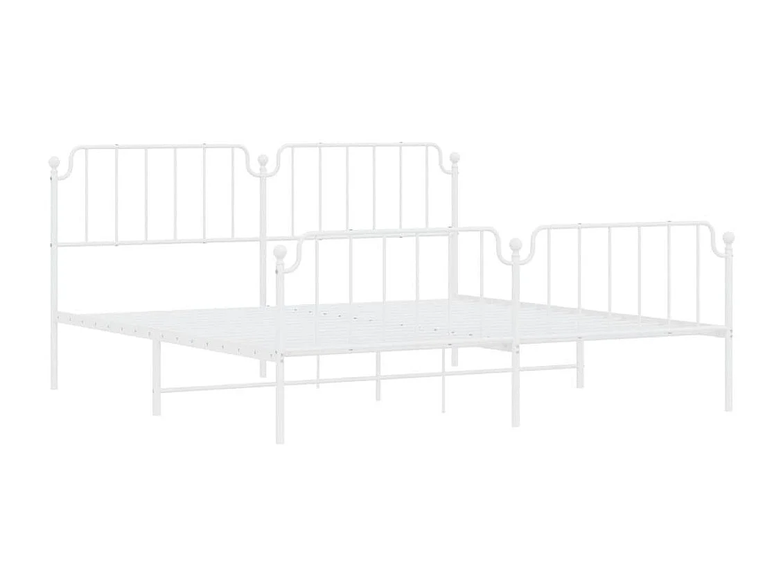 Cama - 190x200 cm metal con cabecero y pie cama blanco YOE18801