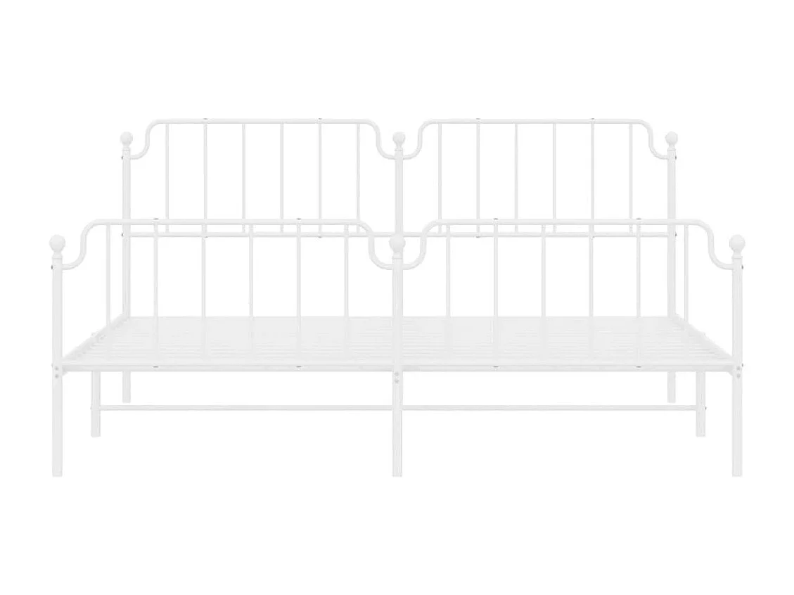 Cama - 190x200 cm metal con cabecero y pie cama blanco YOE18801