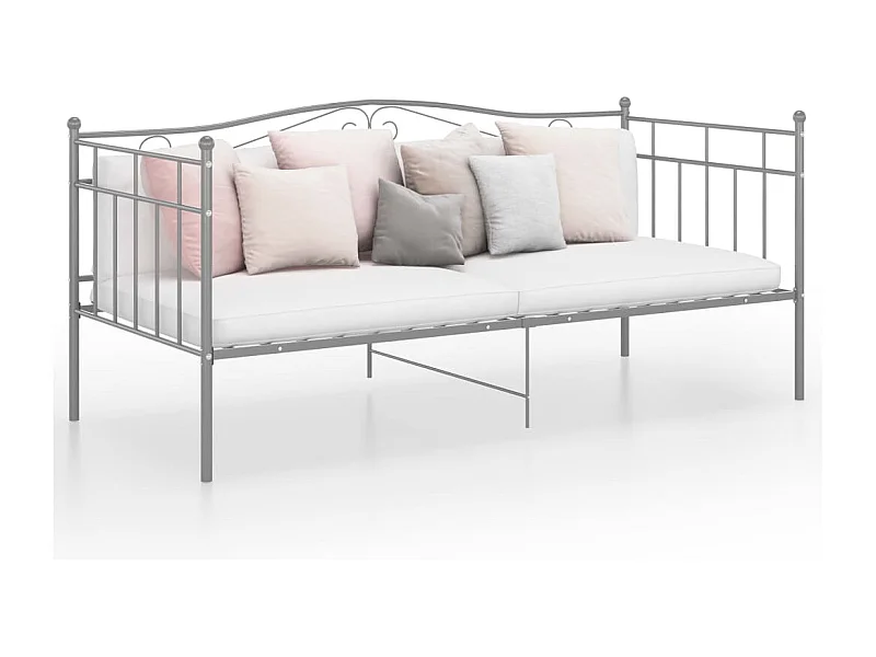 Cama de solteiro 90x200 cm metal cinzento PT509899