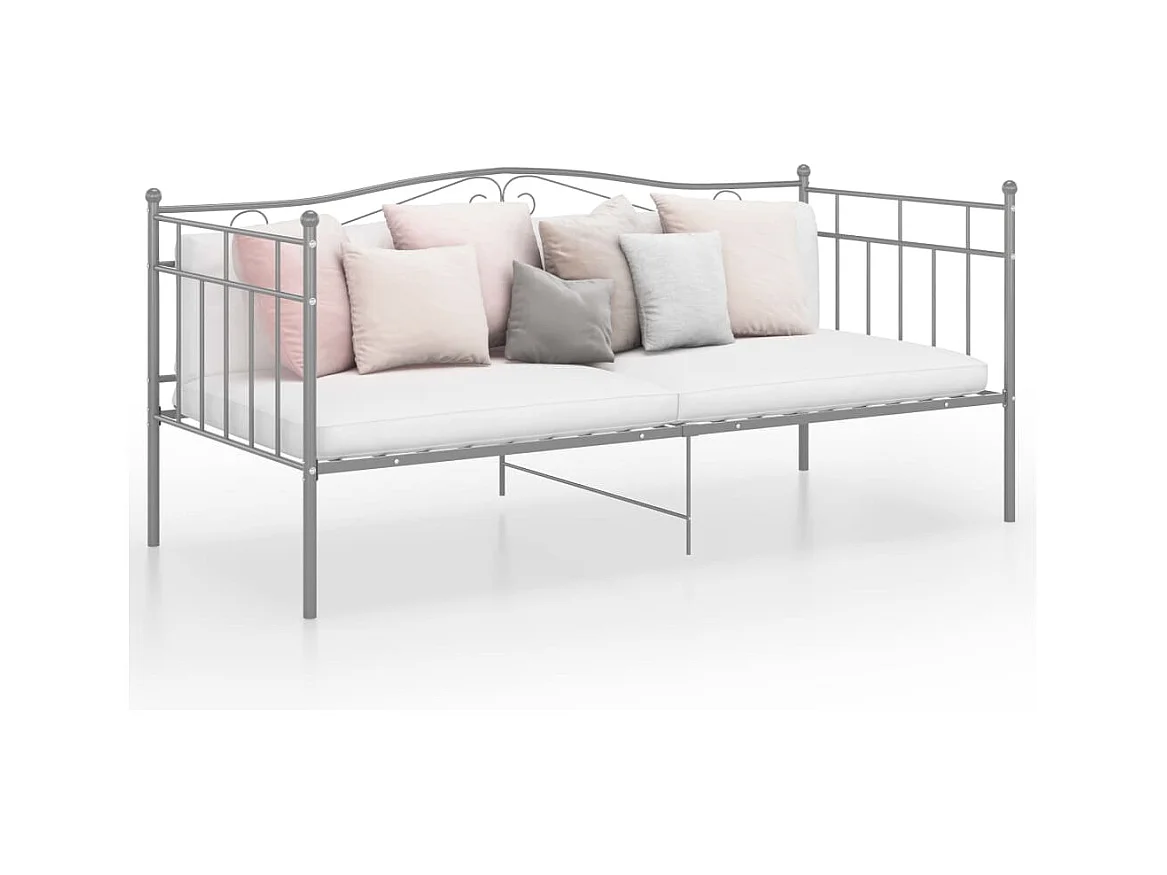 Cama de solteiro 90x200 cm metal cinzento PT509899