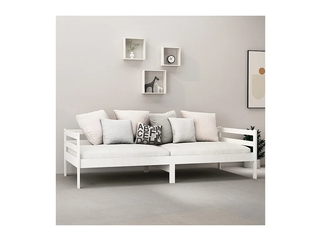 Slaapbank met matras massief grenenhout wit 90x200 cm NL24246