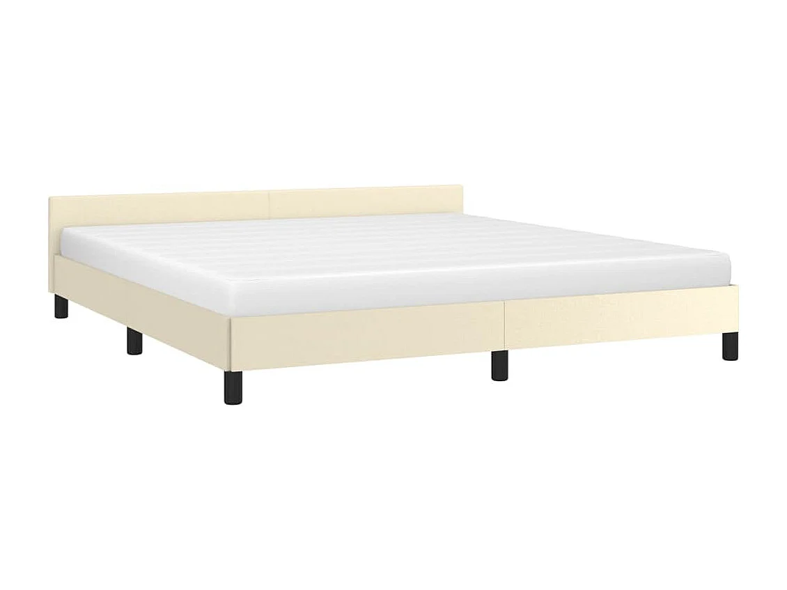 Cama c/ cabeceira couro artificial 160x200cm creme PT840060
