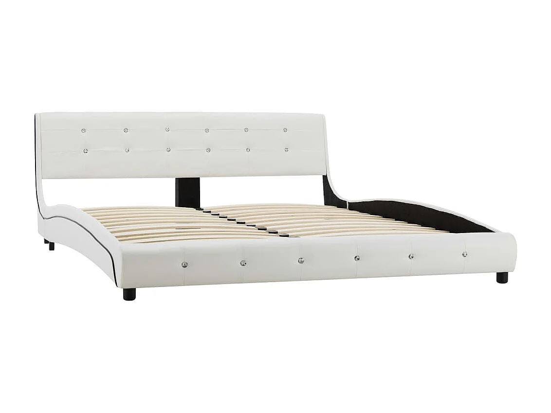 Lit-160x200 cm + matelas Blanc Similicuir HOQW39954