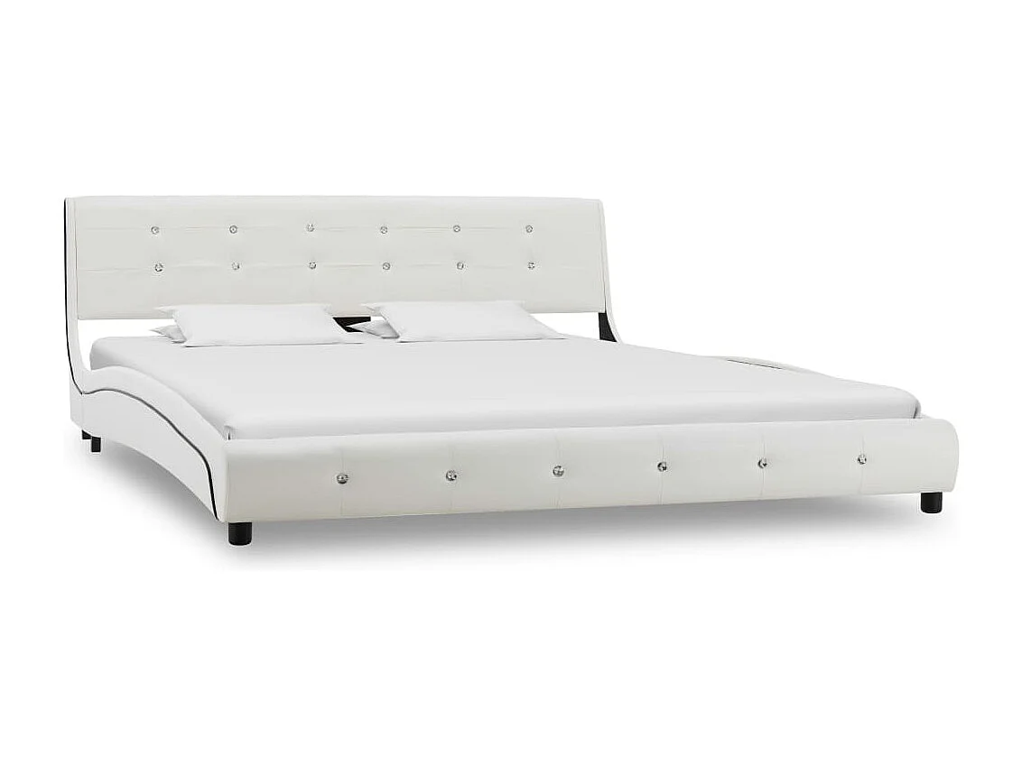 Lit-160x200 cm + matelas Blanc Similicuir HOQW39954